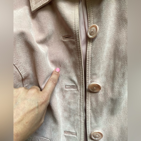 Vintage Light Pink 100% Genuine Leather Suede Jacket Festival Coachella Western - Picture 10 of 10